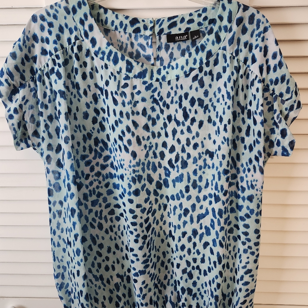 a.n.a. Blue Leopard Print Blouse